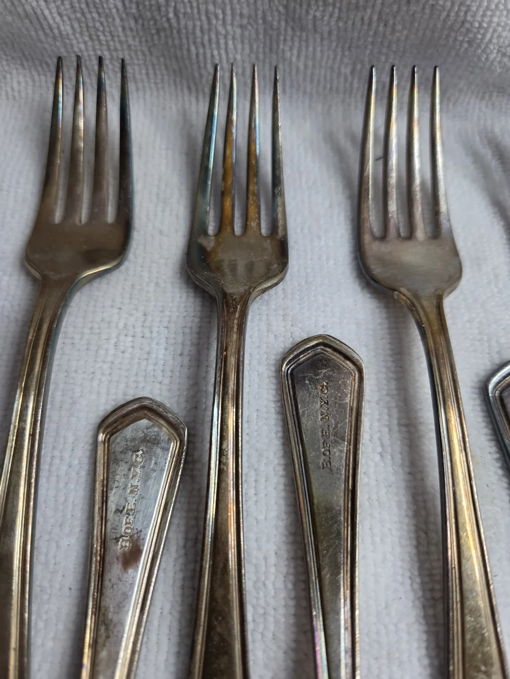 13 Vtg Victor Silver Co NYC Board of Ed Flatware Forks B. OF E. N.Y.C.